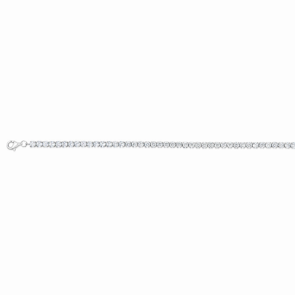 Sterling Silver White Cubic Zirconia Tennis 19cm Bracelet