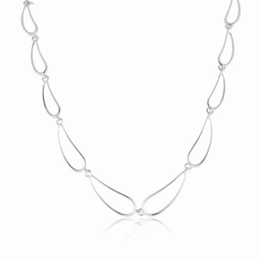 Sterling Silver Wire Teardrops Necklace