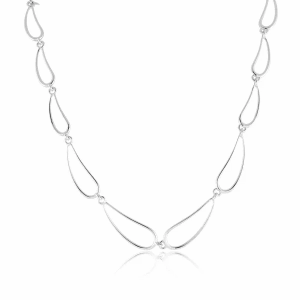 Sterling Silver Wire Teardrops Necklace