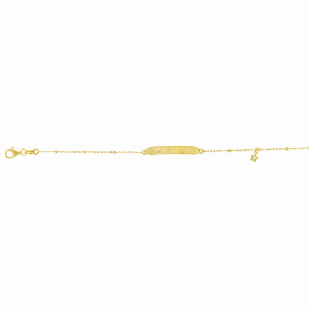 Sterling Silver Yellow Gold Plated Star Patterned ID 19cm Bracelet