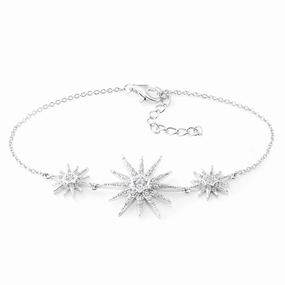 Sterling Silver Zirconia Triple Star Bracelet