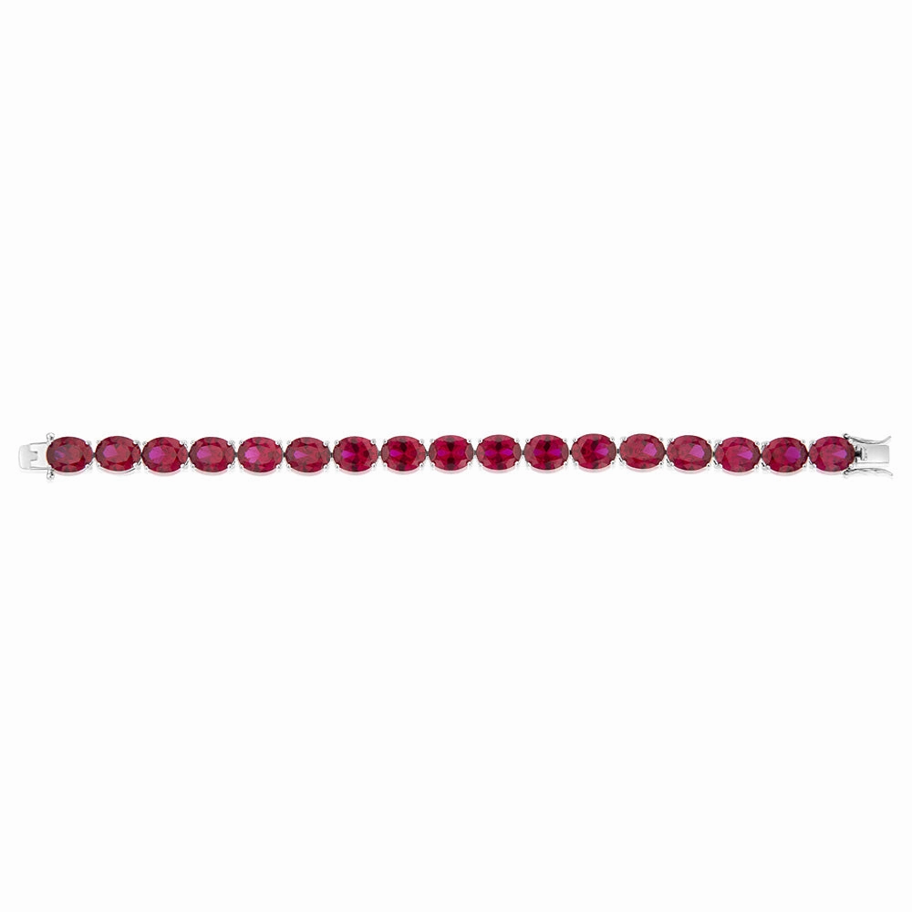 Sterlings Silver Created Ruby 18.4cm Tennis Bracelet