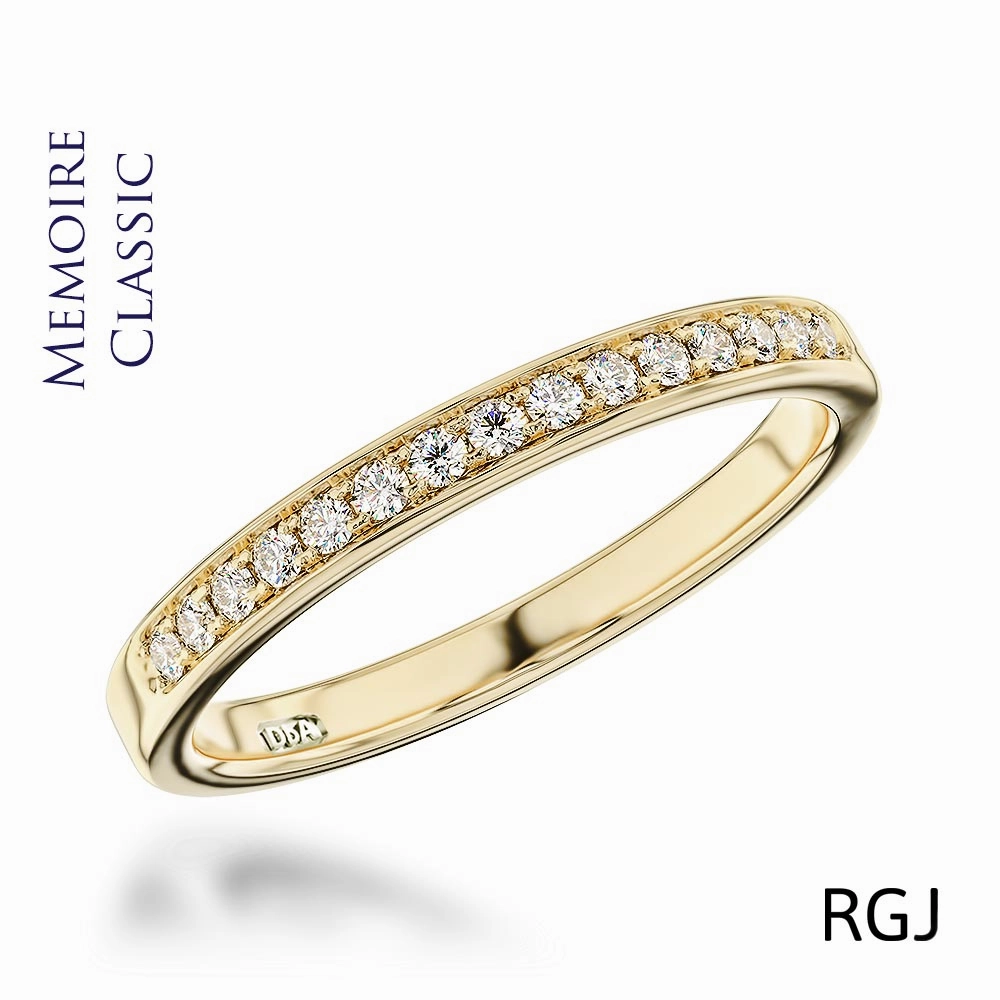 The Memoire Classic 18ct Yellow Gold Round Brilliant Cut Diamond Half Eternity Ring