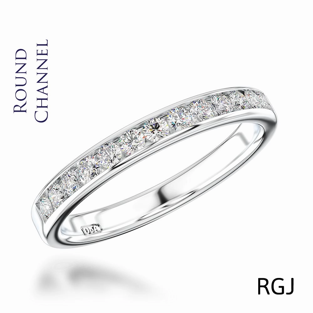 The Round Channel Platinum Round Brilliant Cut Diamond Half Eternity Ring