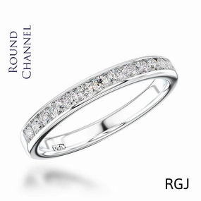 The Round Channel Platinum Round Brilliant Cut Diamond Half Eternity Ring