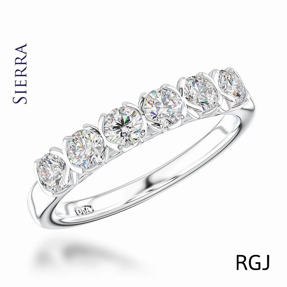 The Sierra Platinum Round Brilliant Cut Diamond Half Eternity Ring