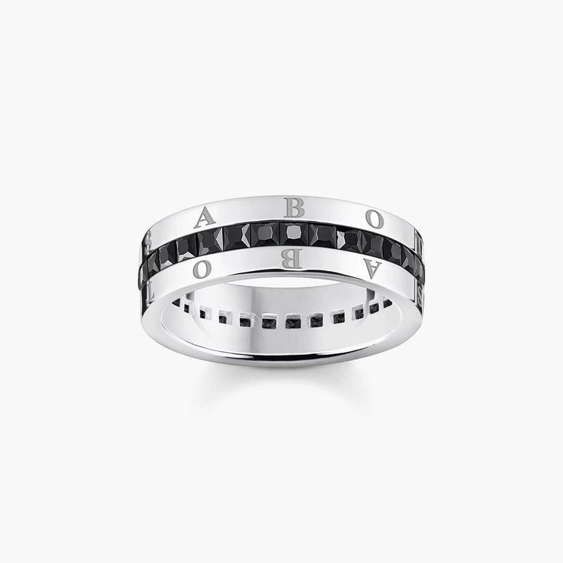 Thomas Sabo Band Ring with Black Stones - Pave Silver