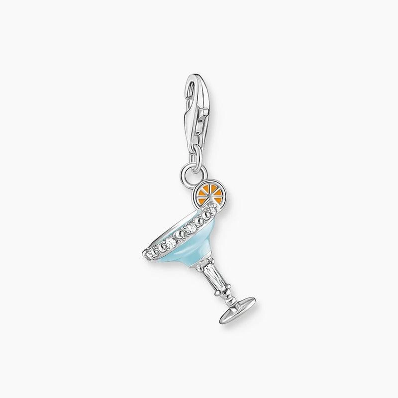 Thomas Sabo Charm Pendant - Blue Cocktail Glass - Silver
