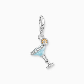 Thomas Sabo Charm Pendant - Blue Cocktail Glass - Silver