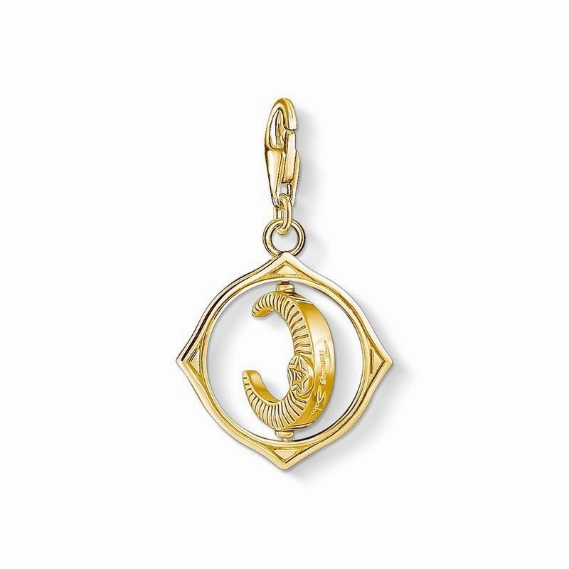 Thomas Sabo Charm pendant moon colourful stones gold