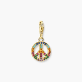 Thomas Sabo Charm Pendant Peace With Colourful Stones Gold