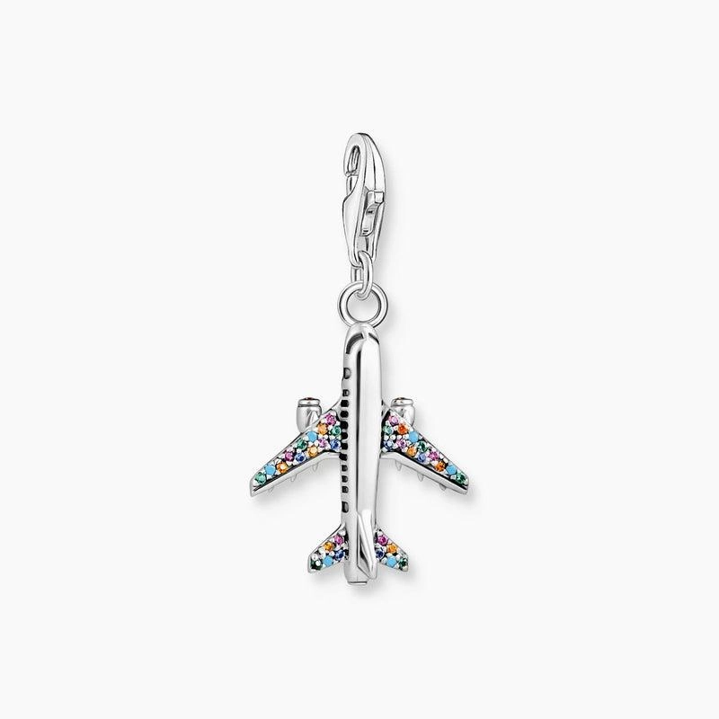 Thomas Sabo Charm Pendant With Colourful Aeroplane Silver