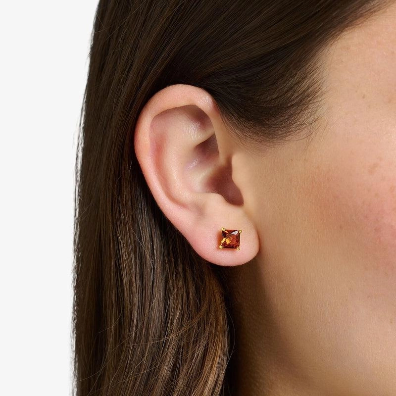 Thomas Sabo Ear Studs Orange Stone Gold