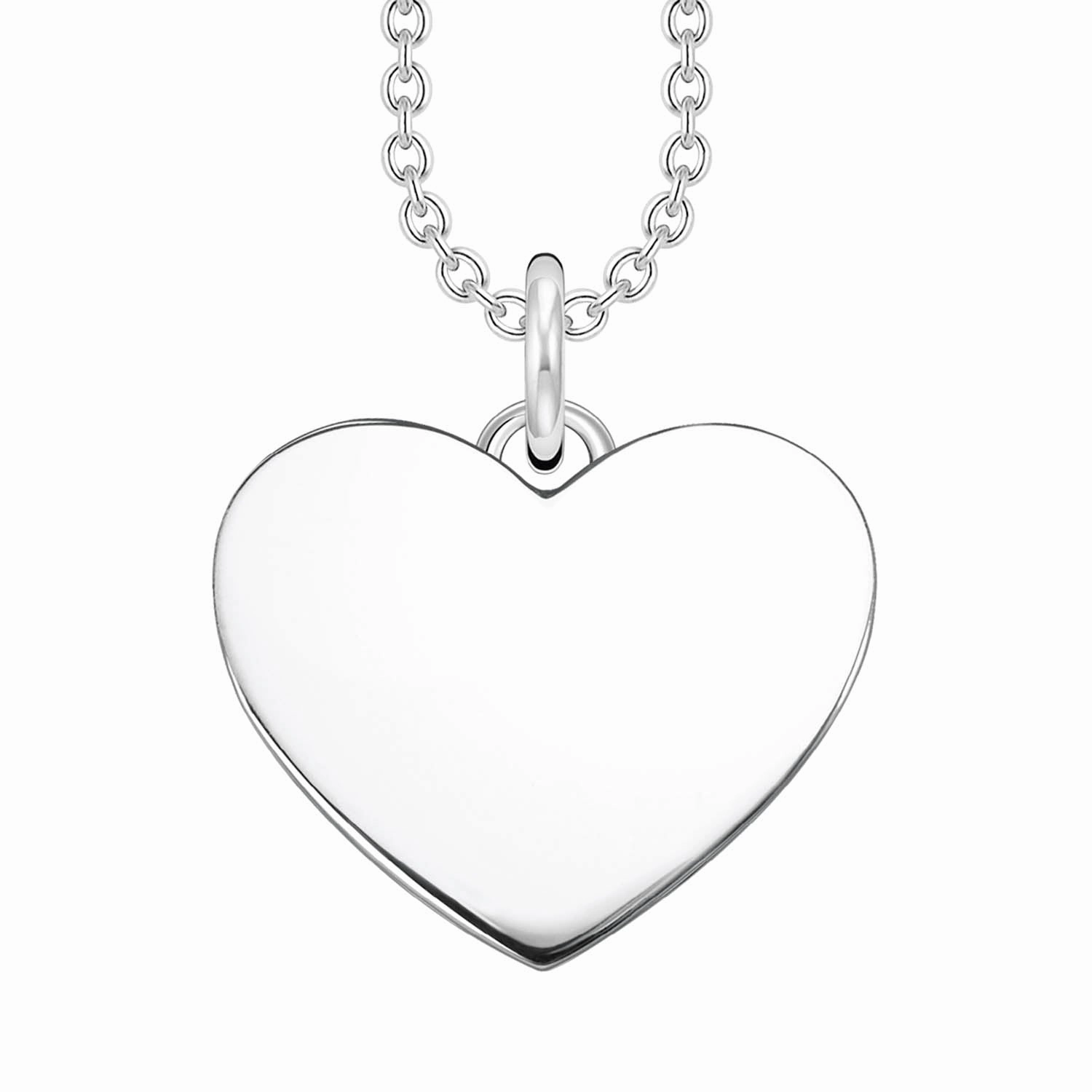 Thomas Sabo Engrav Sterling Silver CZ Heart Disc 40-45cm Chain
