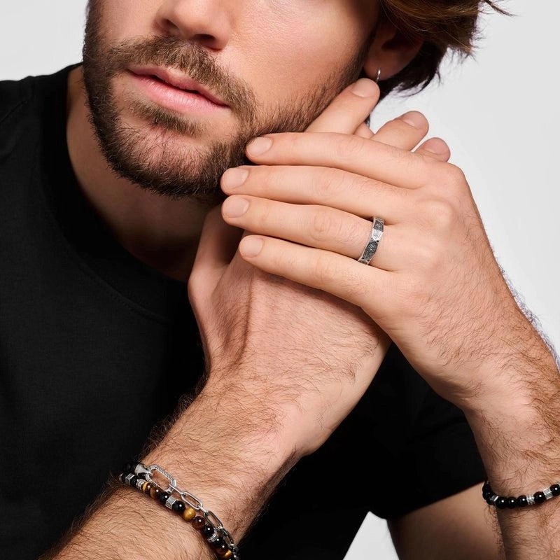 Thomas Sabo Faceted Design with Black Stones - Silver