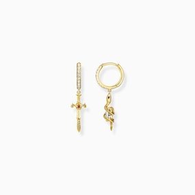 Thomas Sabo Gold-plated Hoop Earrings with Pendant Tempting Romance