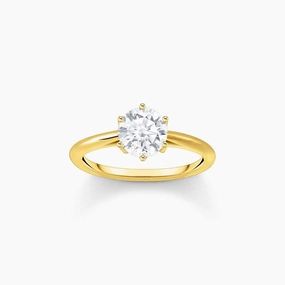 Thomas Sabo Gold-plated Ring with White Zirconia in Brilliant Cut