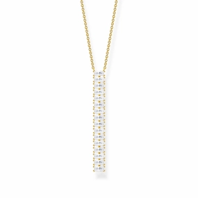 Thomas Sabo Heritage Gold Plated Sterling Silver CZ Bar on 40-45cm Chain