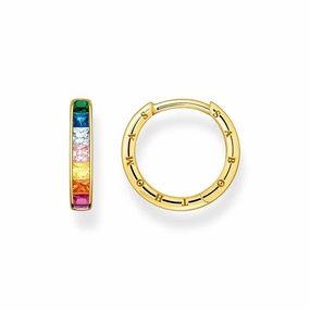 Thomas Sabo Hoop Earrings Colourful Stones Pav Gold