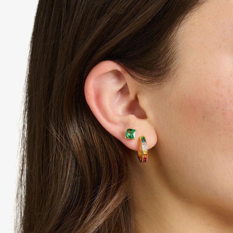 Thomas Sabo Hoop Earrings Colourful Stones Pav Gold