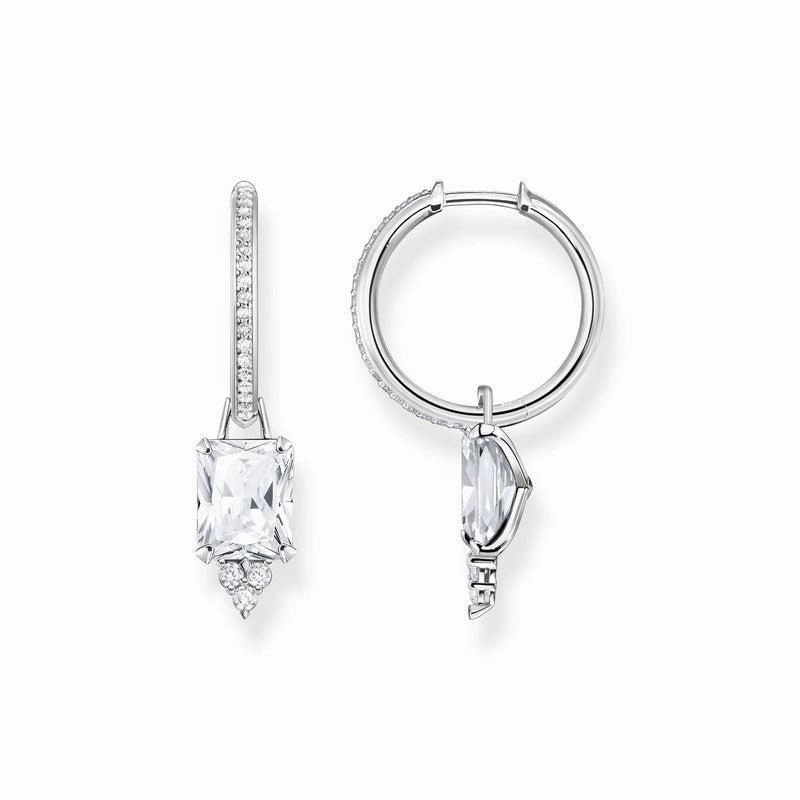 Thomas Sabo Hoop earrings white stone silver