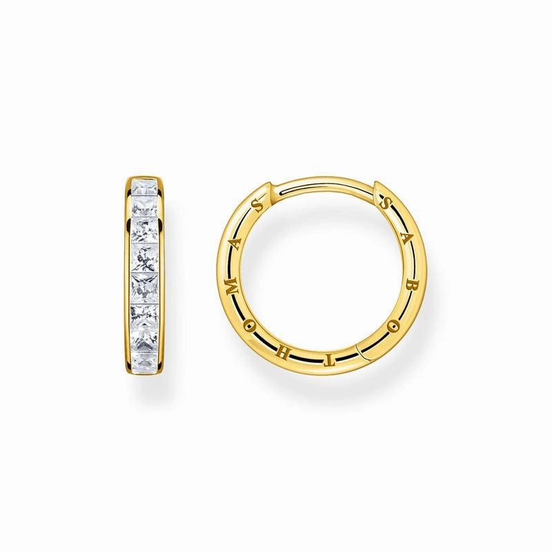 Thomas Sabo Hoop earrings white stones pave gold