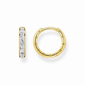 Thomas Sabo Hoop earrings white stones pave gold
