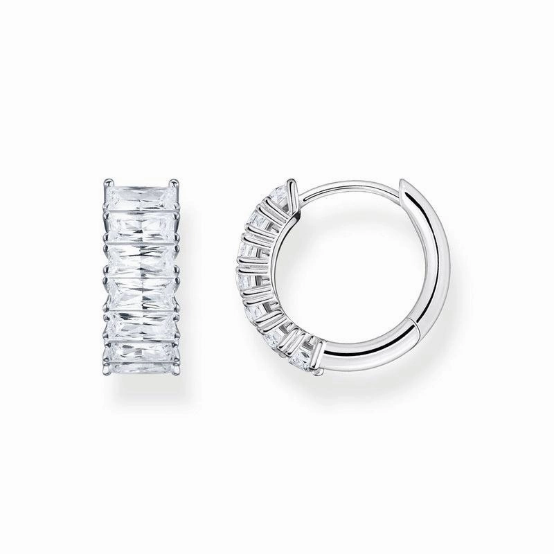 Thomas Sabo Hoop earrings white stones pave silver