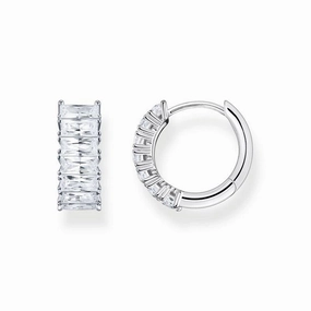 Thomas Sabo Hoop earrings white stones pave silver