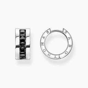 Thomas Sabo Hoop Earrings with Black Stones - Silver