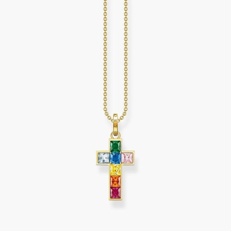 Thomas Sabo Necklace Cross Colourful Stones Gold