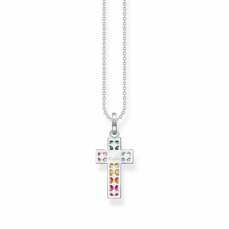 Thomas Sabo Necklace Cross Colourful Stones Silver