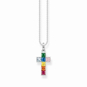 Thomas Sabo Necklace Cross Colourful Stones Silver