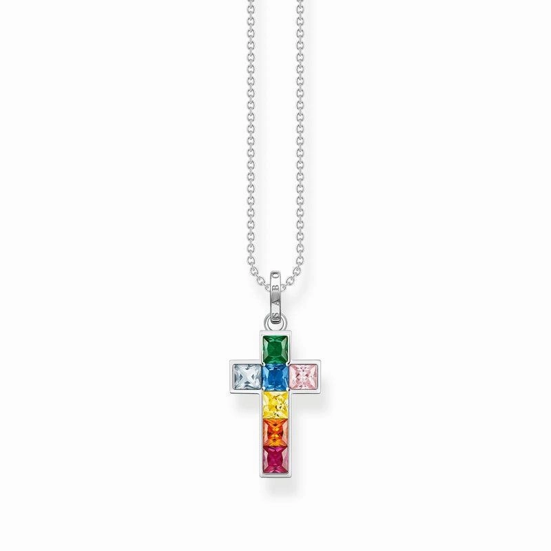 Thomas Sabo Necklace Cross Colourful Stones Silver