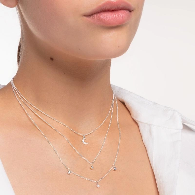 Thomas Sabo Necklace moon pav silver