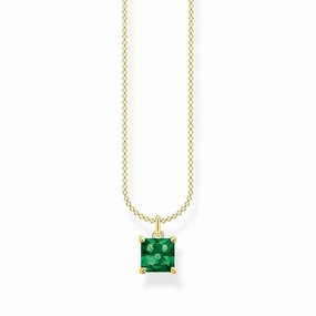 Thomas Sabo Necklace With Green Stone Gold