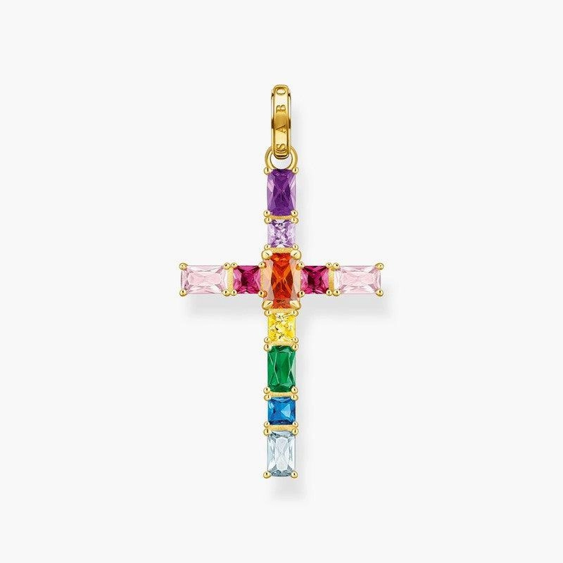 Thomas Sabo Pendant Cross Colourful Stones Gold