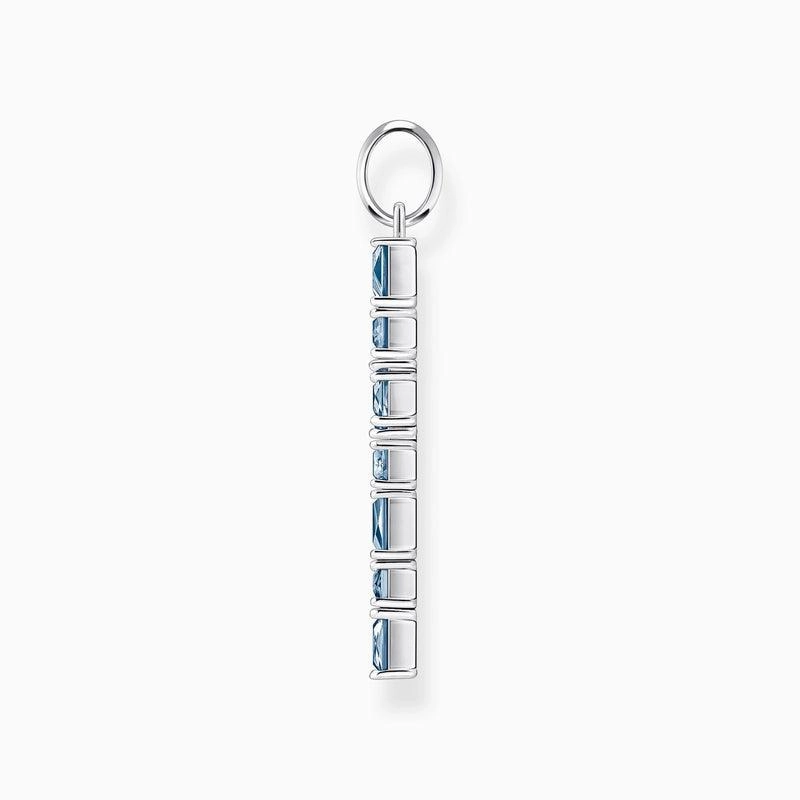 Thomas Sabo Pendant Cross with Aquamarine-Coloured Stones - Silver