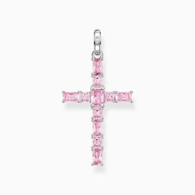 Thomas Sabo Pendant Cross with Pink Stones Silver