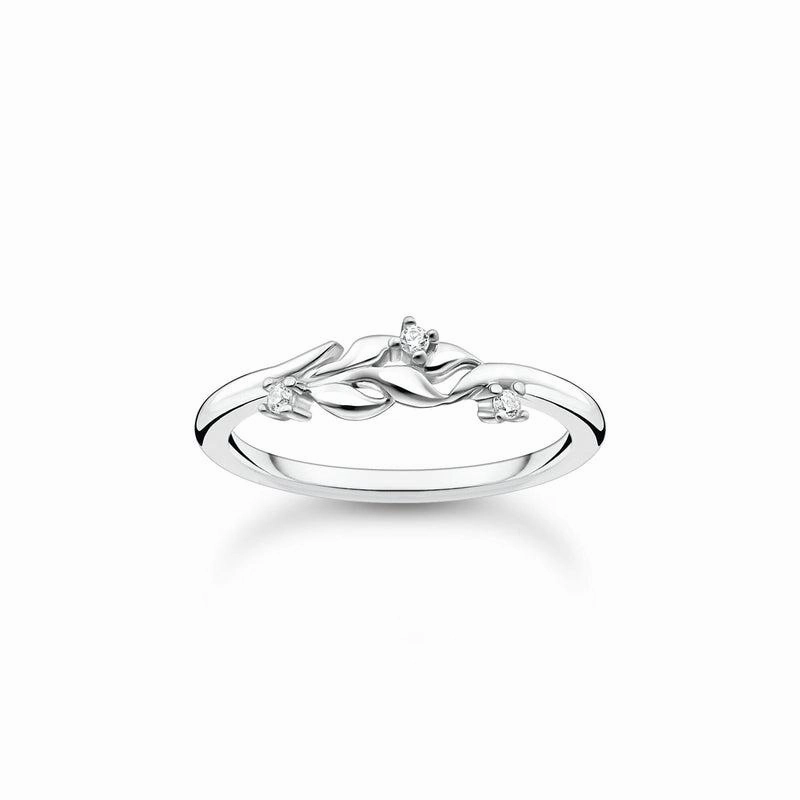 Thomas Sabo Ring leaves with white stones silver
