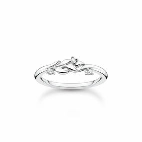 Thomas Sabo Ring leaves with white stones silver