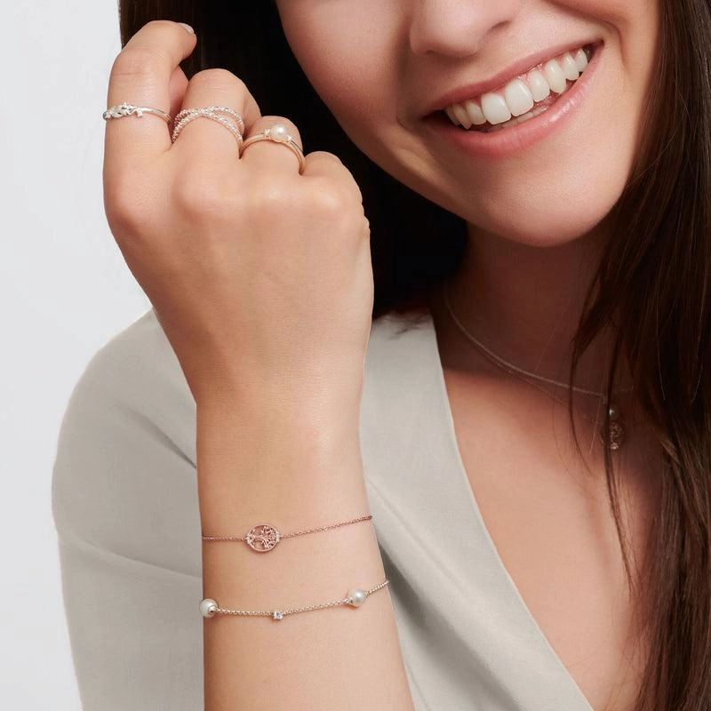 Thomas Sabo Ring leaves with white stones silver