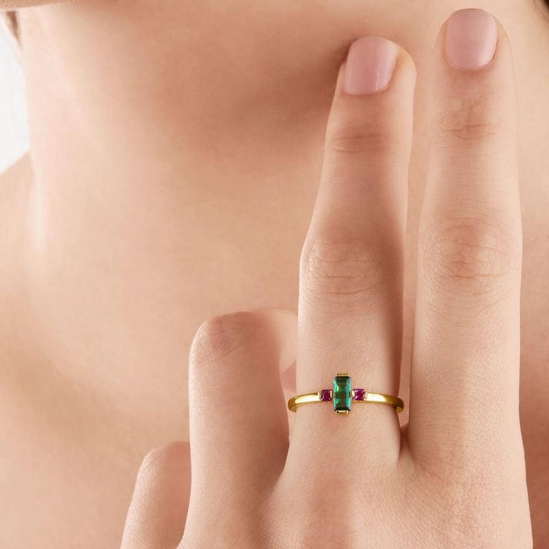 Thomas Sabo Ring stone baguette cut, green