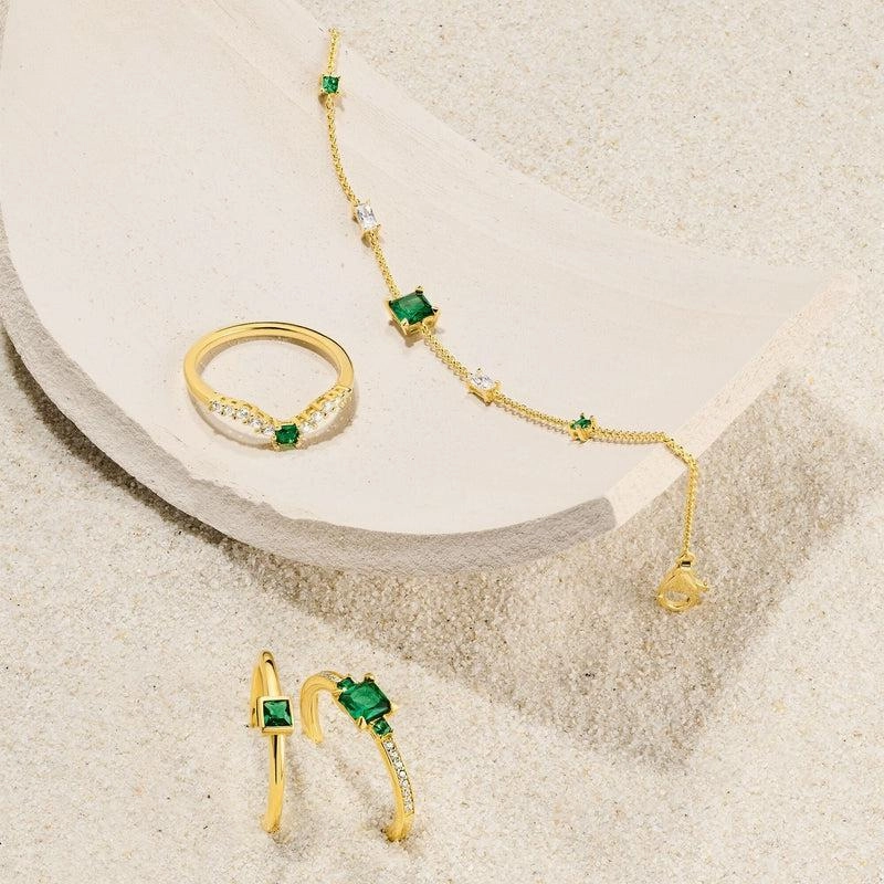 Thomas Sabo Ring With Green Stone Gold