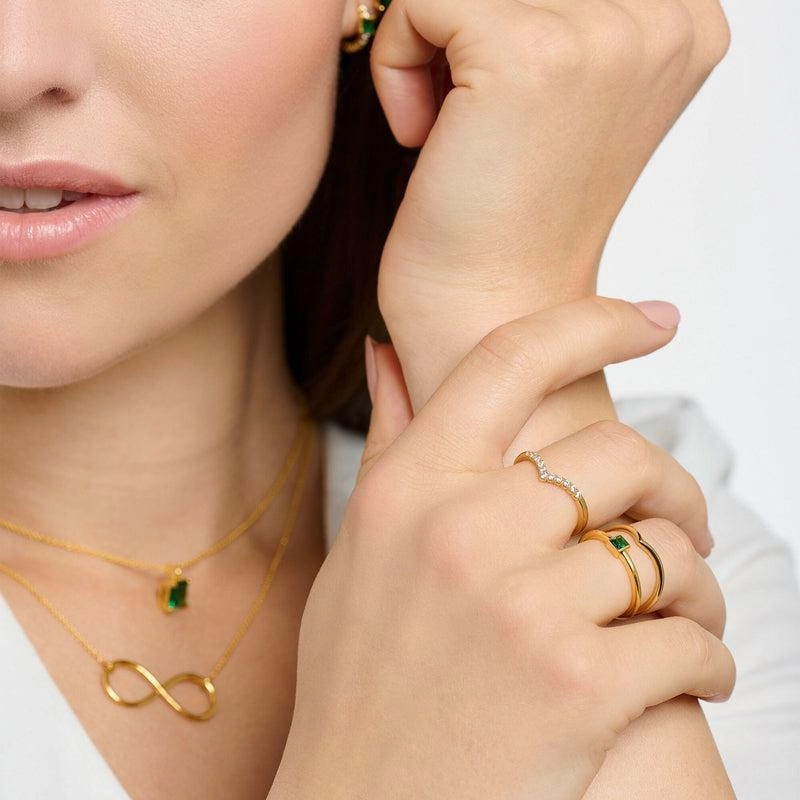Thomas Sabo Ring With Green Stone Gold