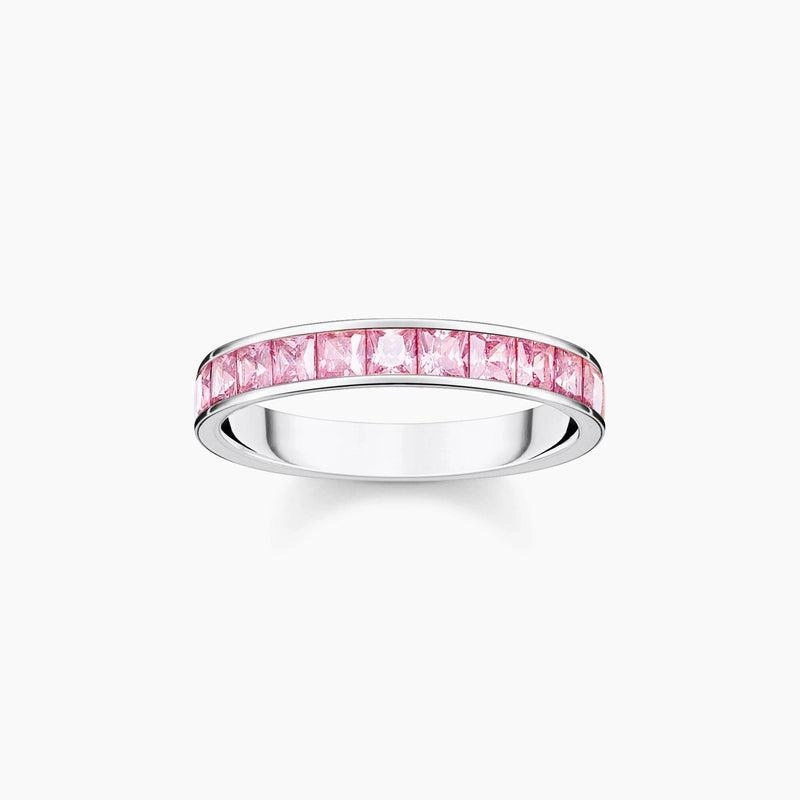Thomas Sabo Ring with Pink Stones - Pave Silver