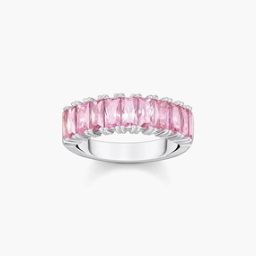 Thomas Sabo Ring with Pink Stones - Pave Silver
