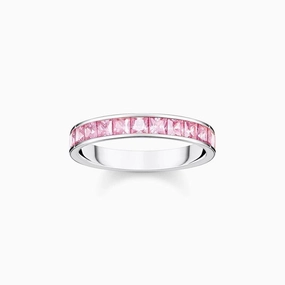 Thomas Sabo Ring with Pink Stones - Pave Silver