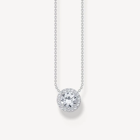 Thomas Sabo Silver Necklace with Halo Pedant & White Zirconia