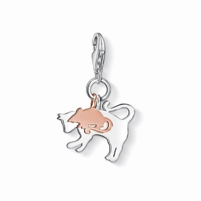 Thomas Sabo Silver Rose Gold Plated Cat and Mouse Charm
